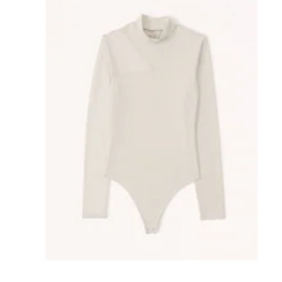 NWT Abercrombie & Fitch Asymmetrical Mesh Mock Neck Long Sleeved Bodysuit small - Picture 1 of 9
